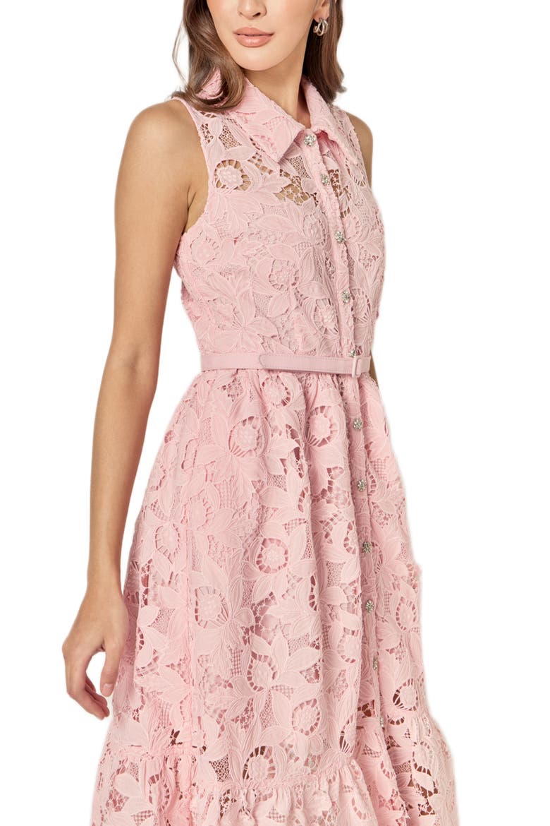 Sleeveless Lace Shirtdress, Alternate, color, PINK