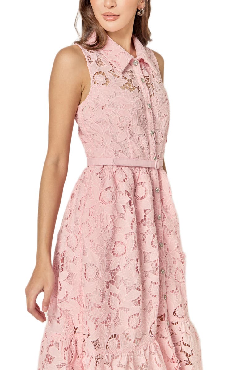 English Factory Sleeveless Lace Shirtdress, Alternate, color, Pink
