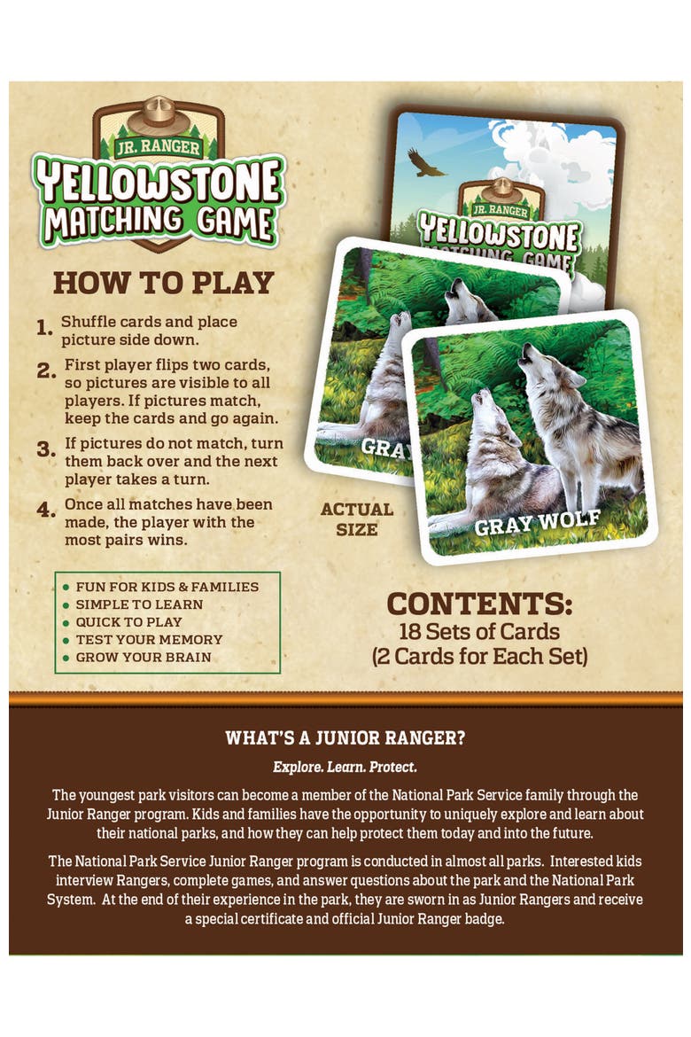 Jr. Ranger - Yellowstone Matching Game, Alternate, color, Multicolor