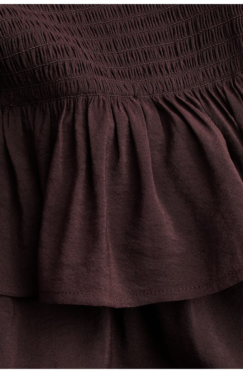 H&M Frill-trimmed Bandeau Jumpsuit, Alternate, color, Dark Brown