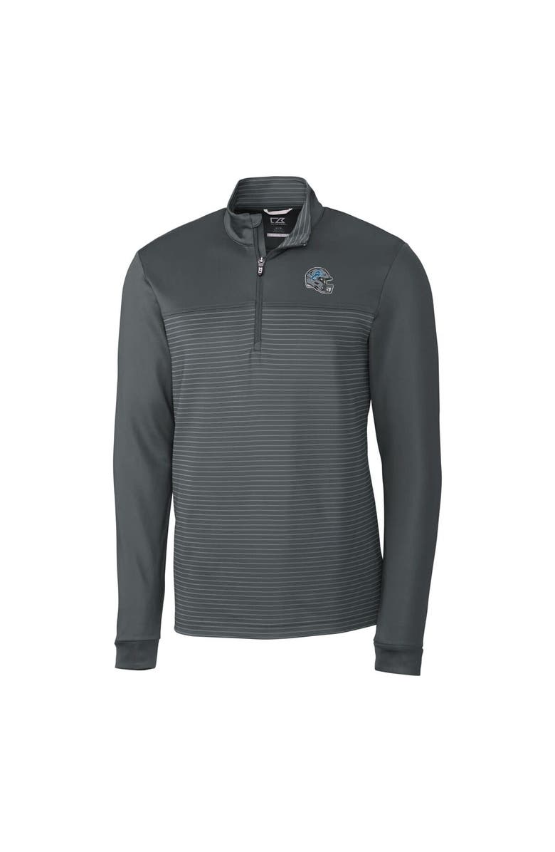 Cutter & Buck Men's Cutter & Buck  Gray Detroit Lions Traverse Stripe Stretch Quarter-Zip Pullover Top, Alternate, color, 