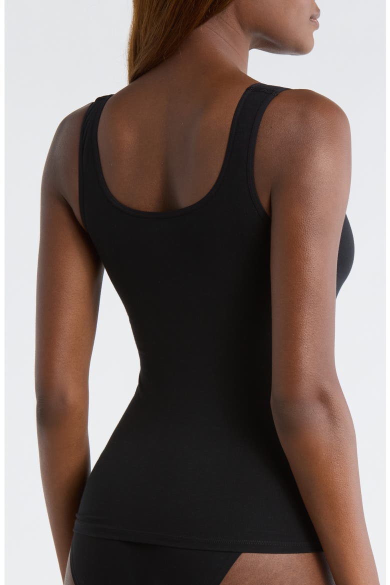 Seamless Cotton Blend Tank, Alternate, color, BLACK