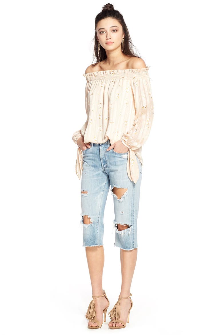Off-the-Shoulder Blouse, Alternate, color, PINK BOUQUET