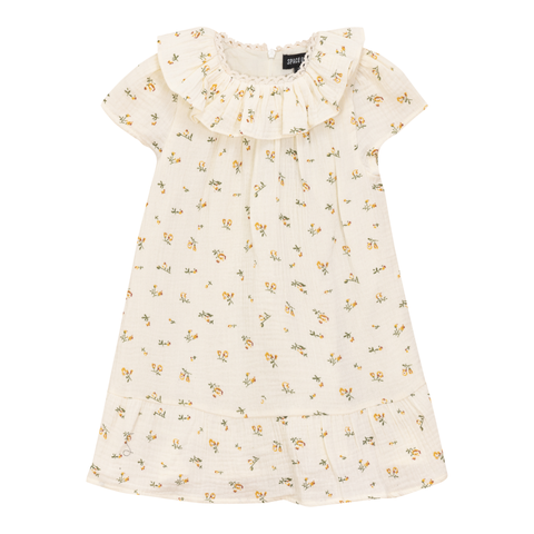 Cotton Lace Neckline Floral Printed Dress (Toddler, Little Kid & Big Kid)