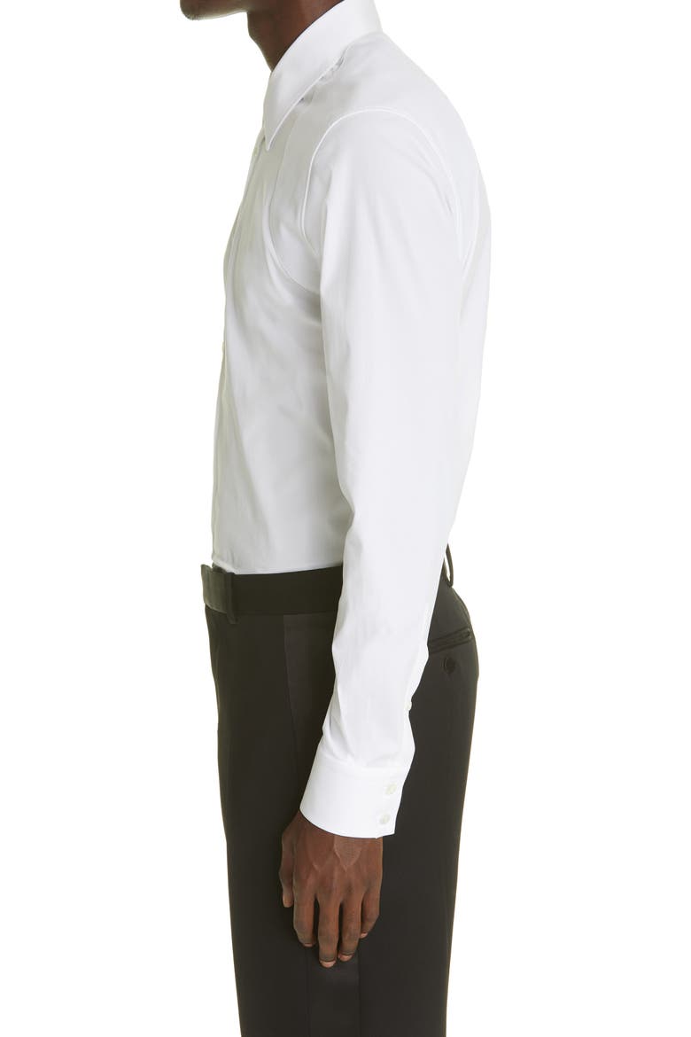 Alexander McQueen Harness Stretch Poplin Men's Button-Up Shirt, Alternate, color, WHITE MUTLI