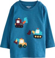 NEXT Kids' Long Sleeve Digger Appliqué Cotton T-Shirt