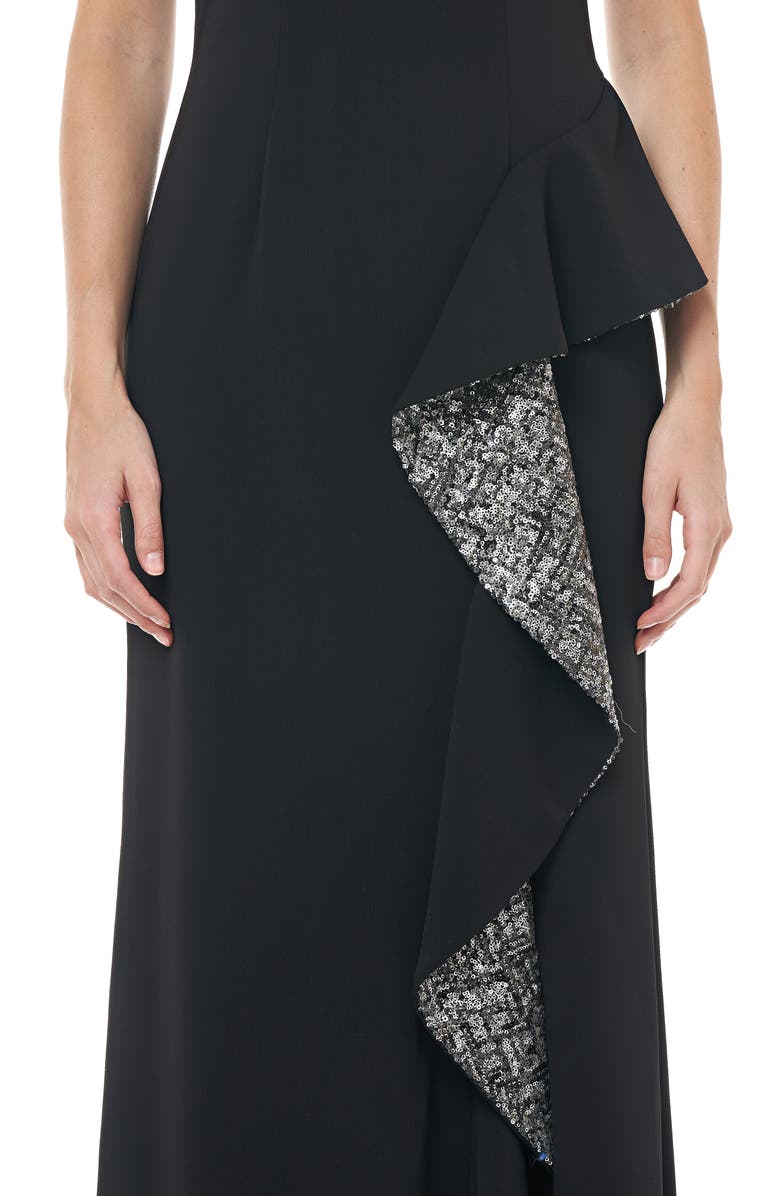 Carmen Marc Valvo Infusion Off the Shoulder Crepe Gown, Alternate, color,