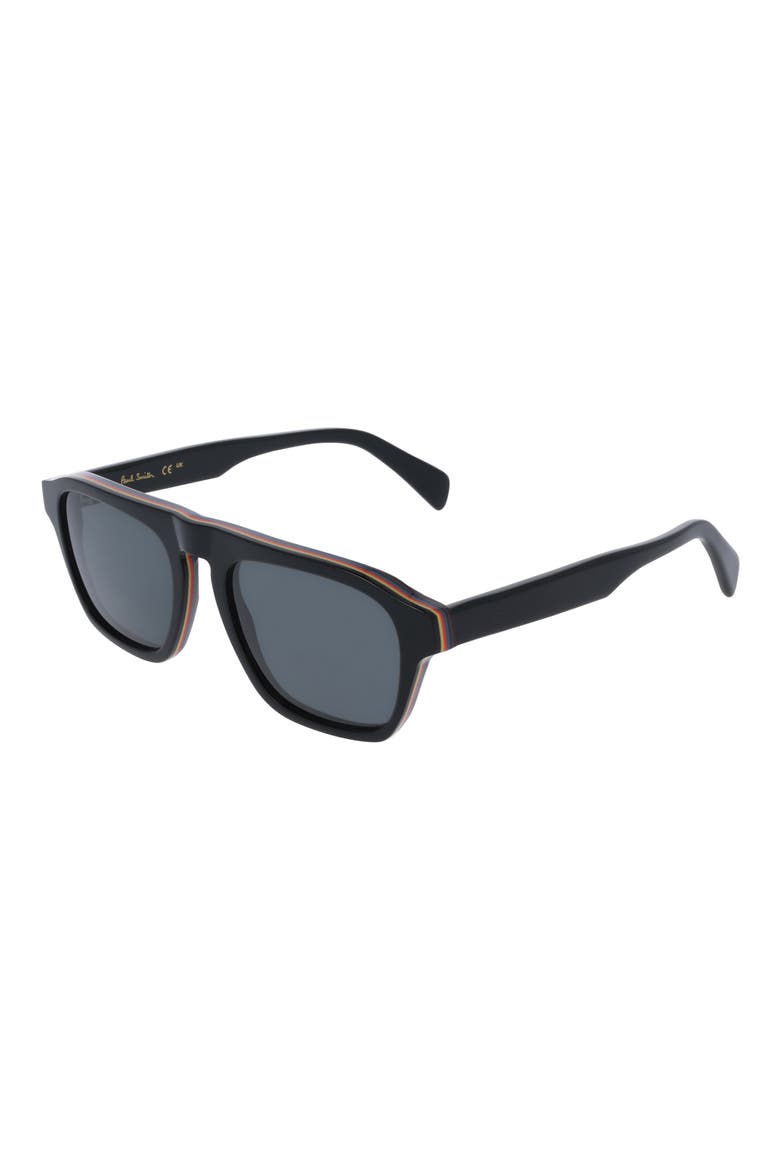 54mm Modified Rectangular Sunglasses, Alternate, color, BLACK MULTISTRIPES