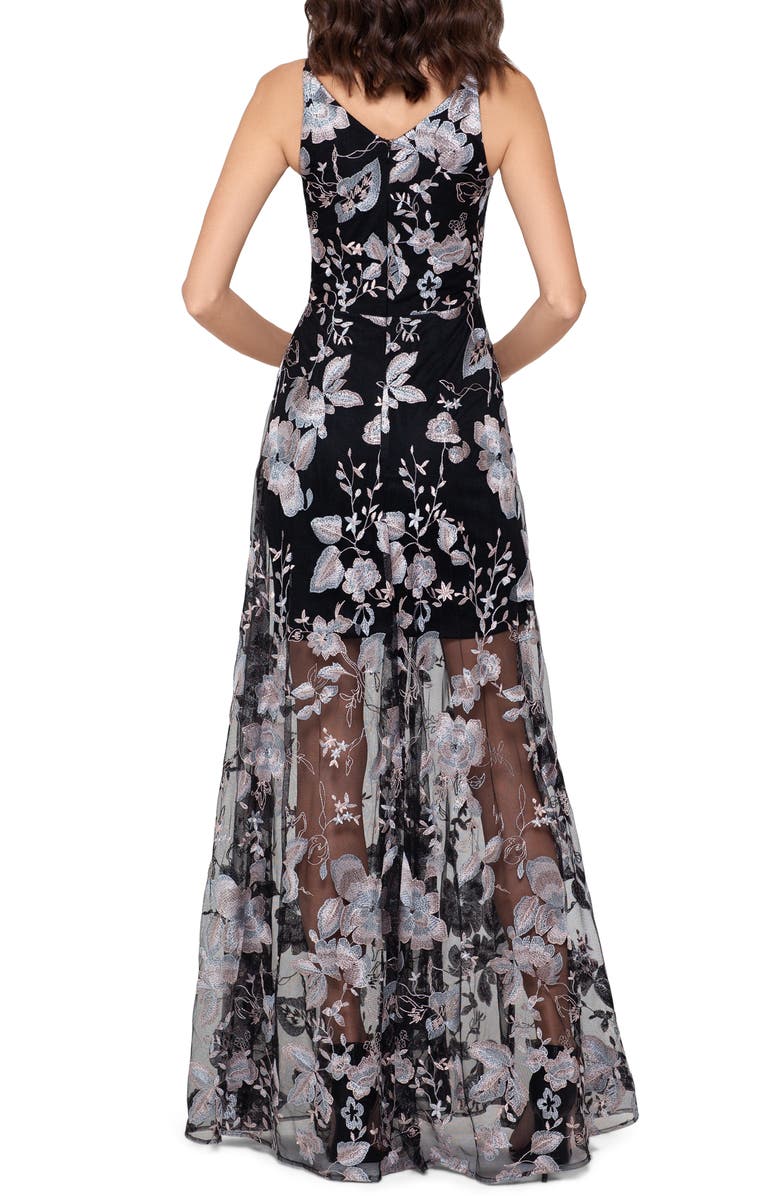 Xscape Evenings Xscape 3D Floral V-Neck Gown, Alternate, color, 
