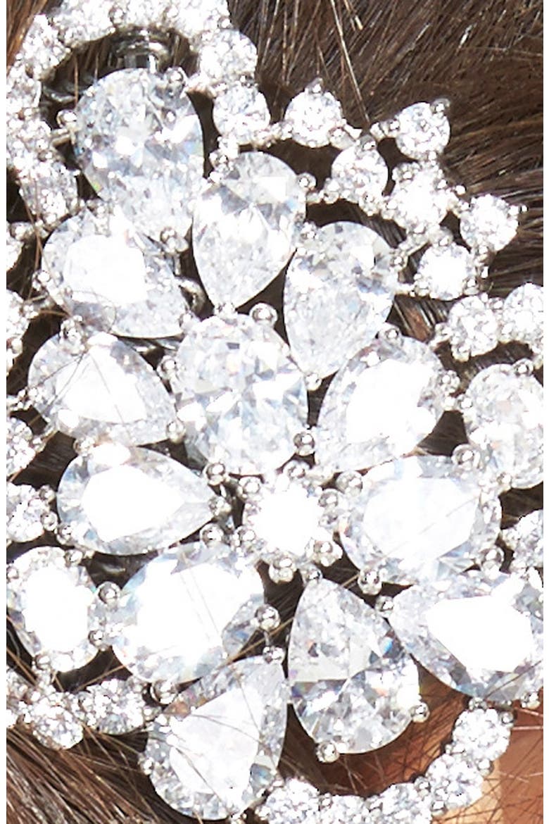 Cubic Zirconia Cluster Hair Comb, Alternate, color, SILVER