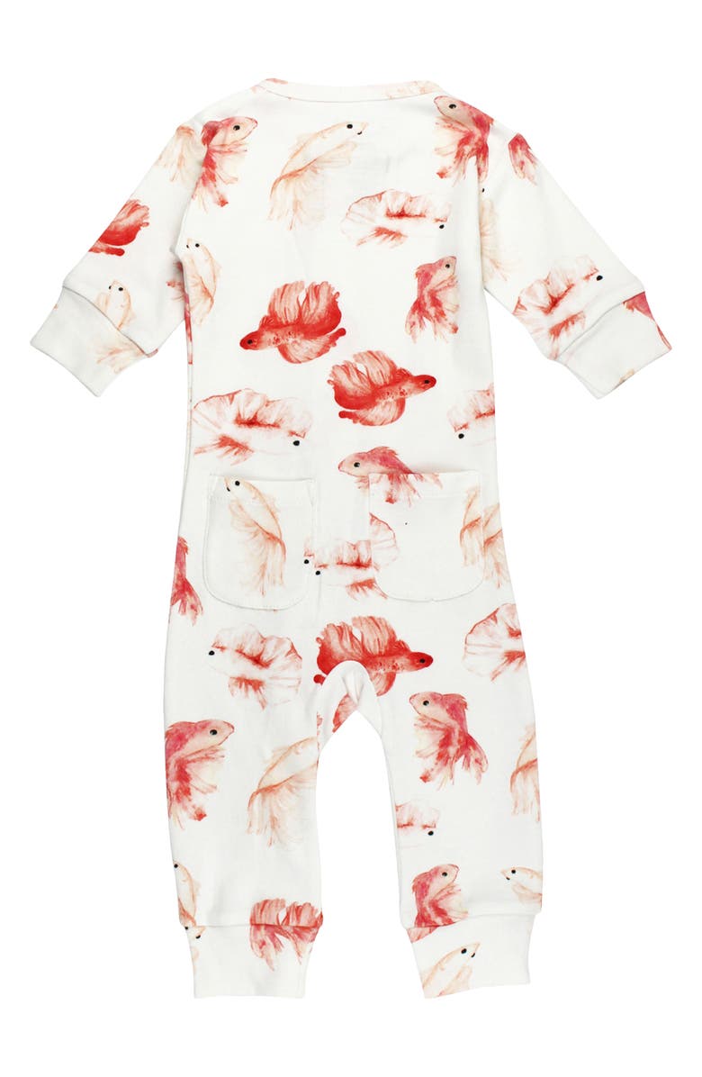 L'ovedbaby Organic Cotton Zip Romper, Alternate, color, Goldfish