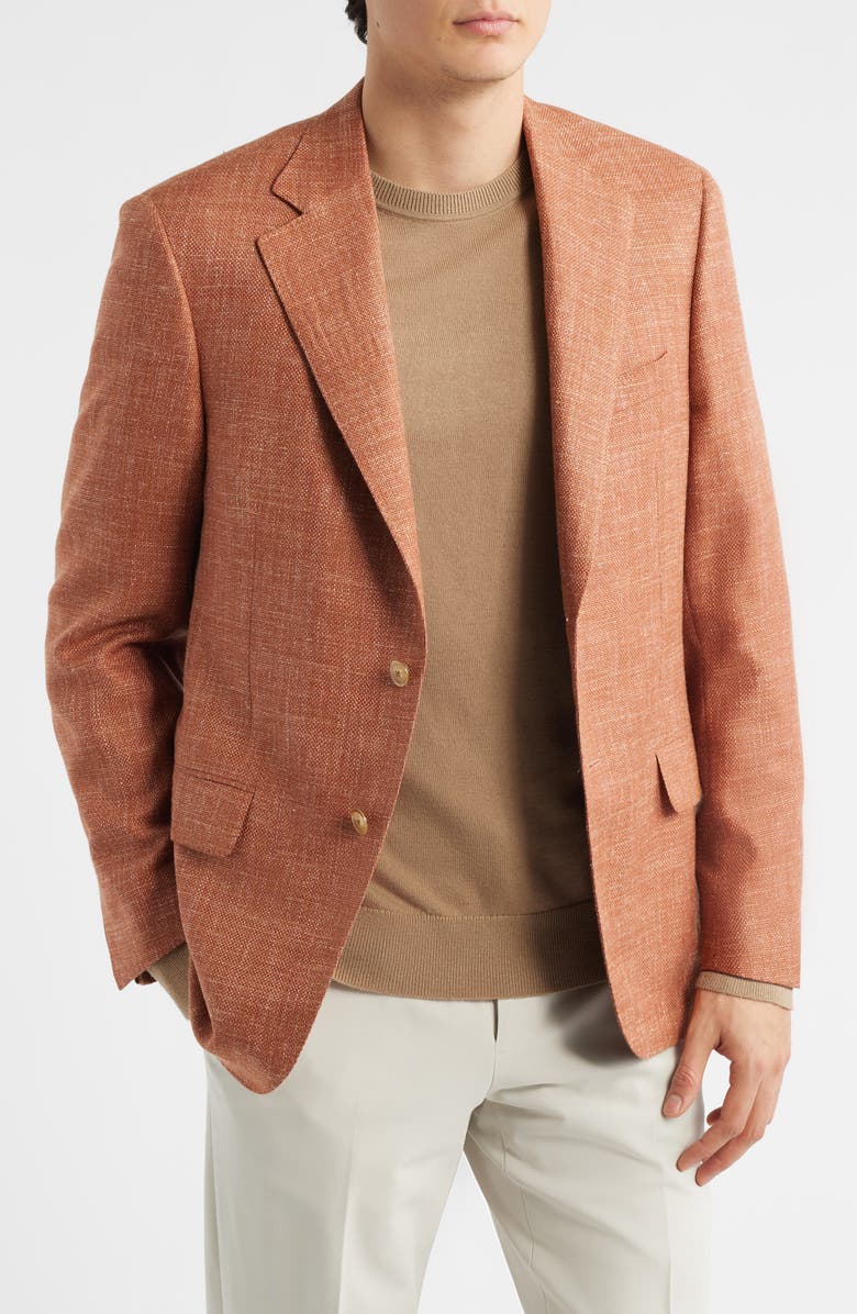 Heritage Gold Burnt Sienna Wool & Silk Blend Hopsack Sport Coat, Main, color, Orange