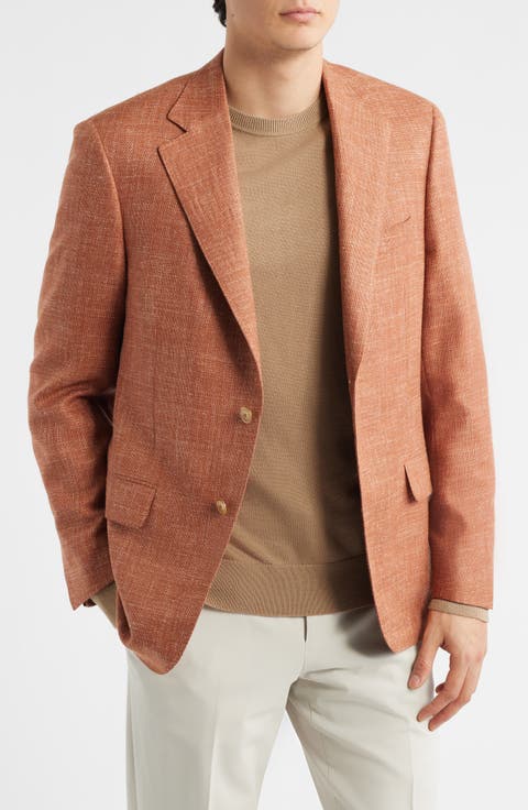 Burnt Sienna Wool & Silk Blend Hopsack Sport Coat