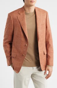 Heritage Gold Burnt Sienna Wool & Silk Blend Hopsack Sport Coat