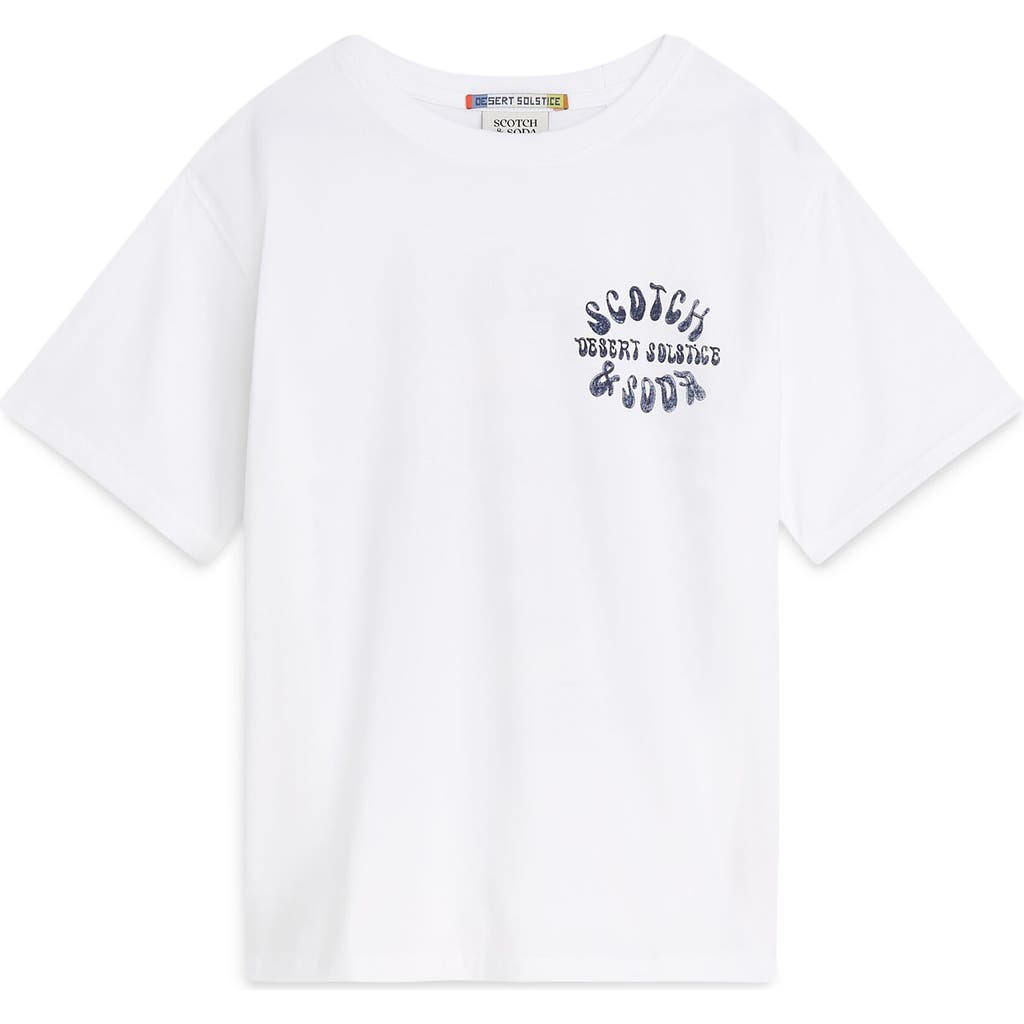 Scotch & Soda Kids' Desert Solstice Relaxed Fit Graphic T-Shirt in Bright White at Nordstrom, Size 12
