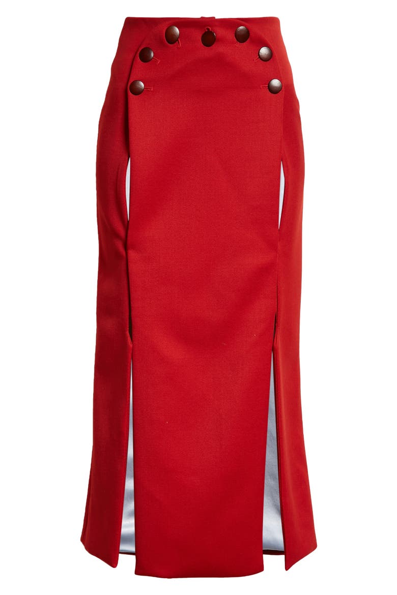 Sailor Wool Midi Skirt, Alternate, color, RED