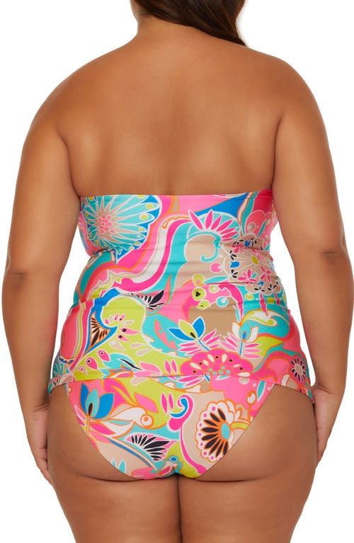 Trina Turk Womens Venus Banded Tankini Top Hipster Bikini Bottoms In Pink Multi