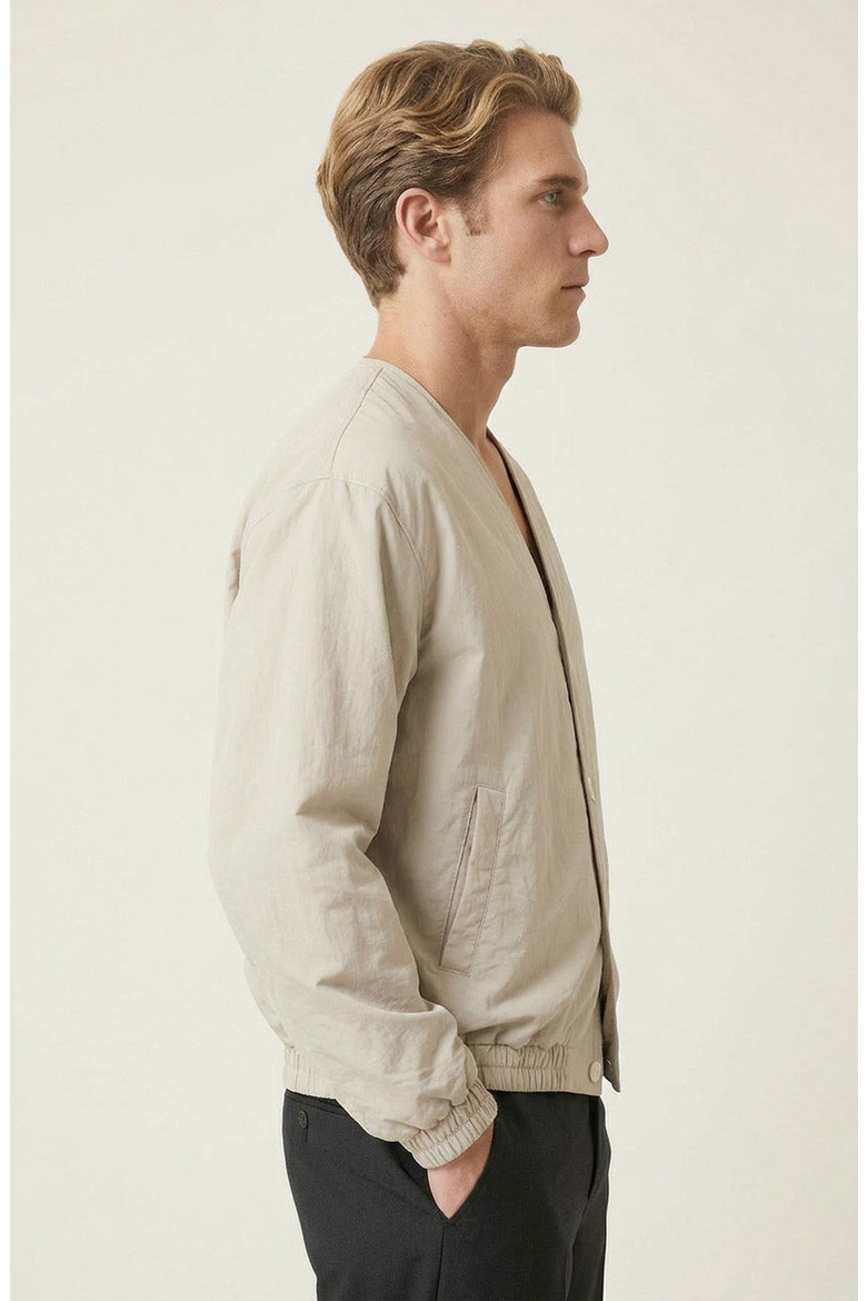 Lightweight Elastic Hem Bomber Jacket, Alternate, color, Light Beige