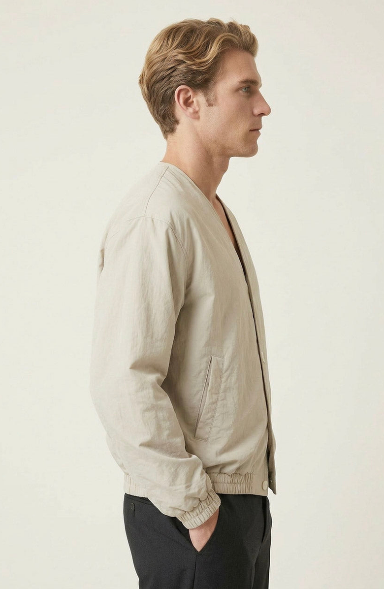 Modenaire Lightweight Elastic Hem Bomber Jacket, Alternate, color, Light Beige