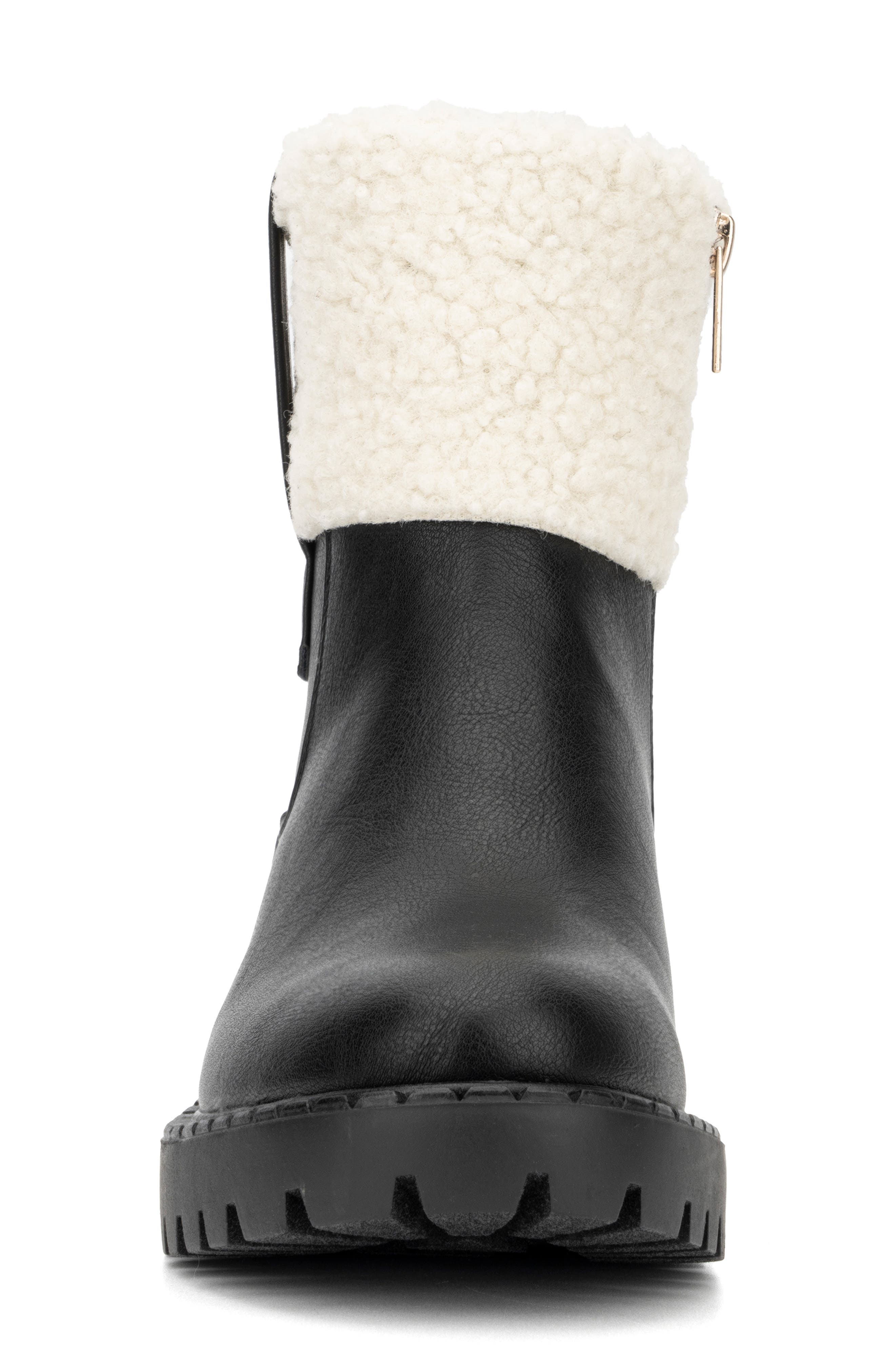 NEW YORK AND COMPANY Nelli Faux Shearling Collar Boot, Alternate, color, Black
