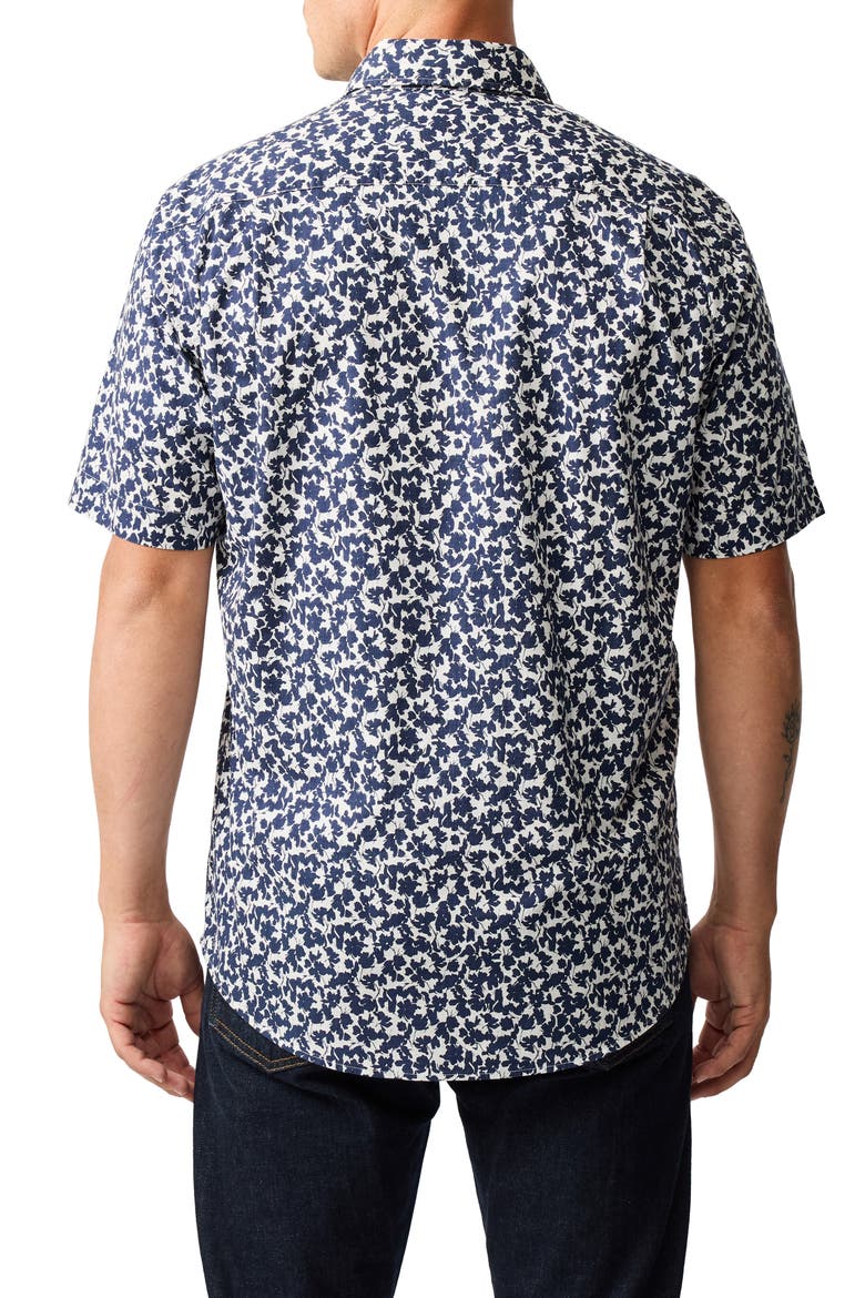 Jameison Bay Floral Short Sleeve Cotton Button-Up Shirt, Alternate, color, NAVY