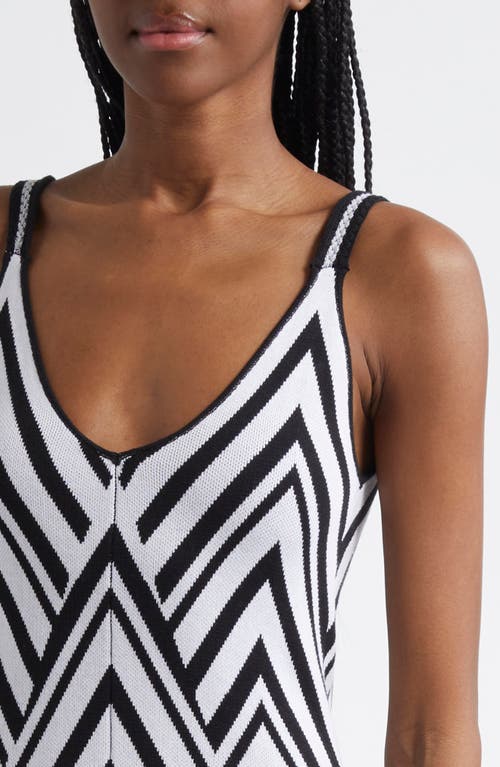 Farm Rio Chevron Stripe Sweater Dress In Black And White