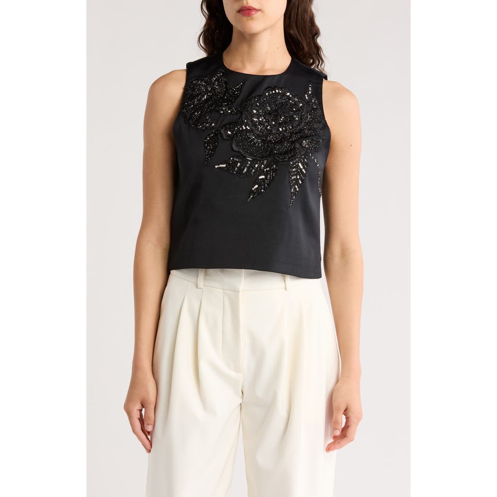 Alice And Olivia Amal Embellished Tank In Le Parisien Black/gunmetal