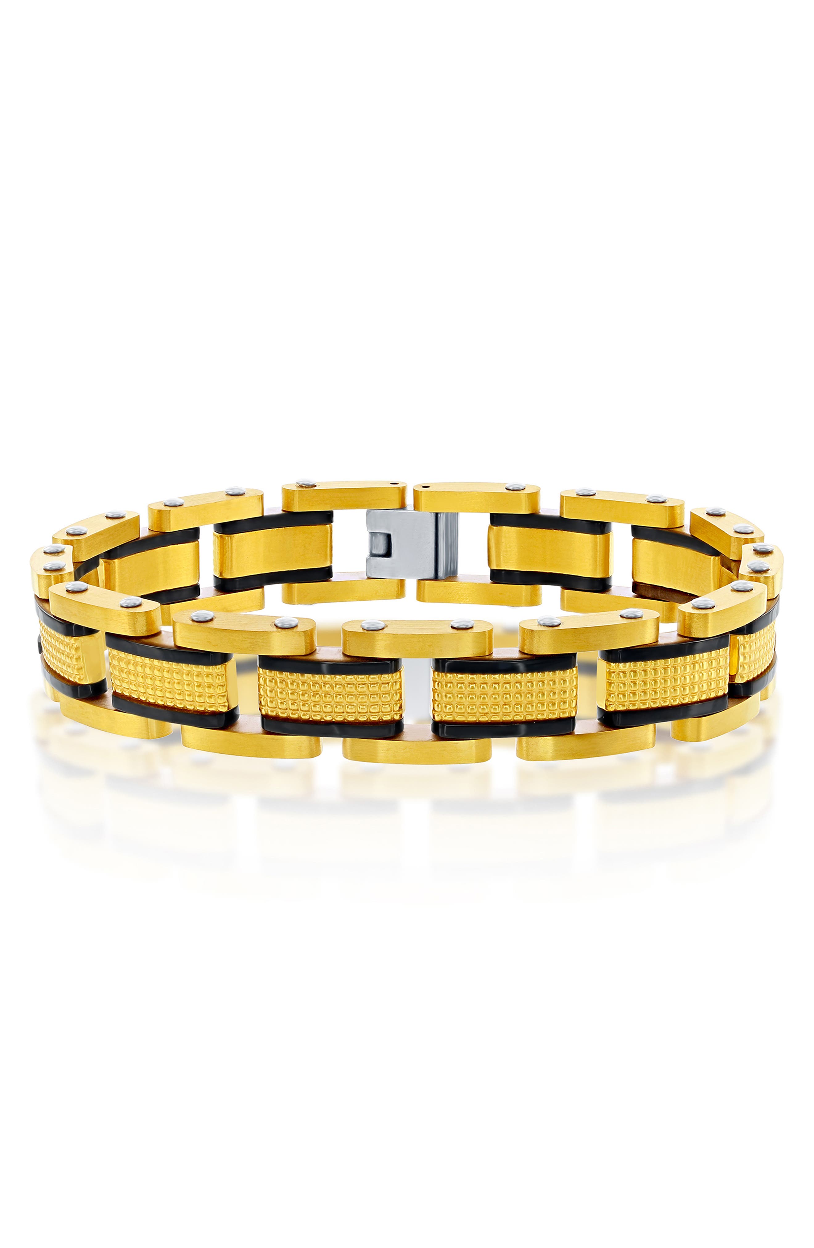 Blackjack Textured Link Bracelet In Gold