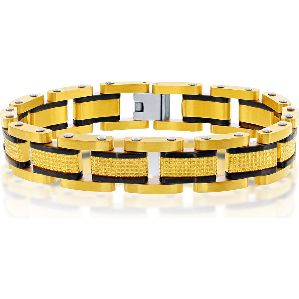 Blackjack Textured Link Bracelet In Gold