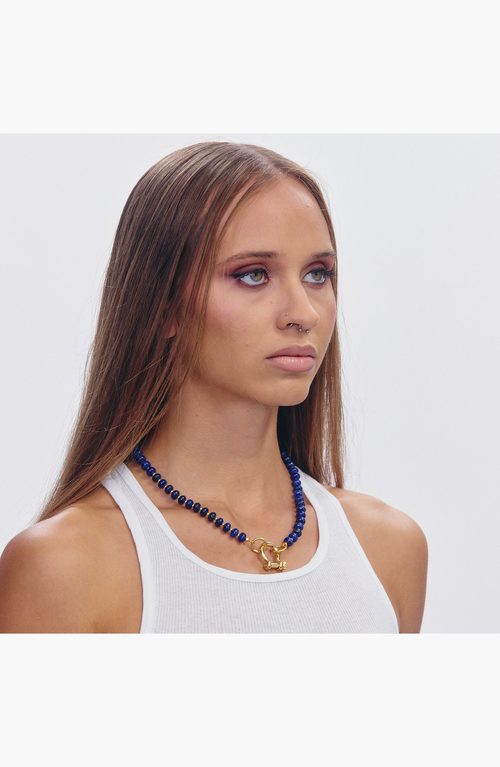 Shop Spicy Dan Levi Blue Lapis Gold Plated Necklace In Blue