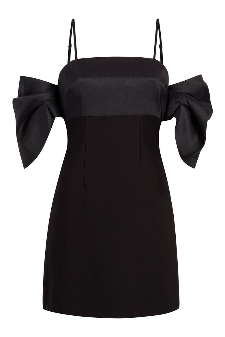 Capri Cold Shoulder Minidress, Alternate, color, BLACK