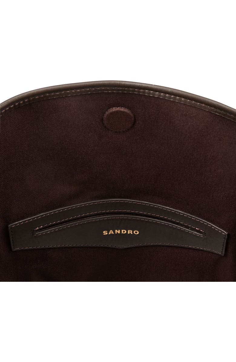 SANDRO Suede and leather bag TANGOSO, Alternate, color, Mahogany