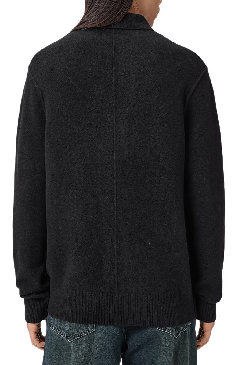 AllSaints Patern Long Sleeve Polo, Alternate, color, Black