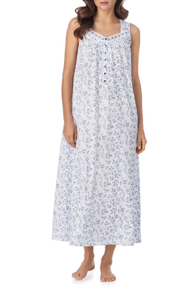 Sleeveless Jersey Ballet Nightgown, Main, color, WHITE/ NAVY