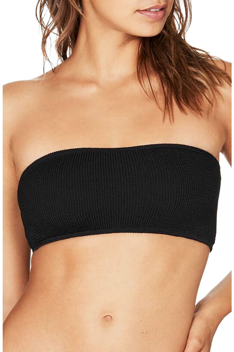 BOUND by Bond-Eye The Seeker Ribbed Bandeau Bikini Top, Main, color, BLACK
