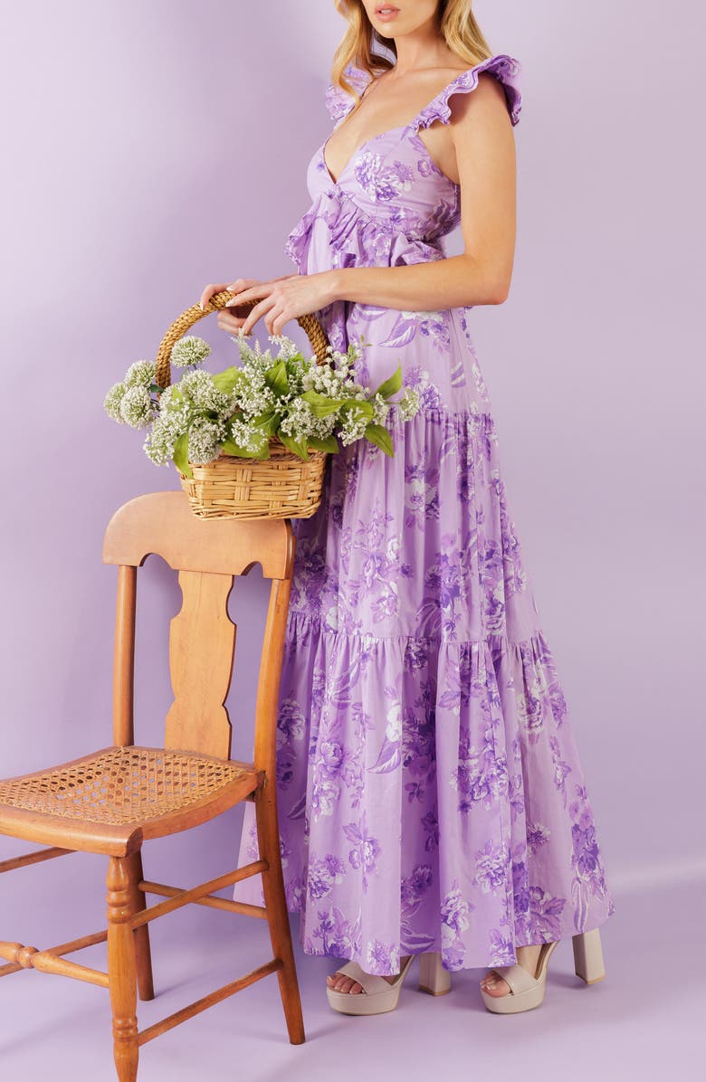 FLYING TOMATO Ruffle Trim Maxi Dress, Alternate, color, 