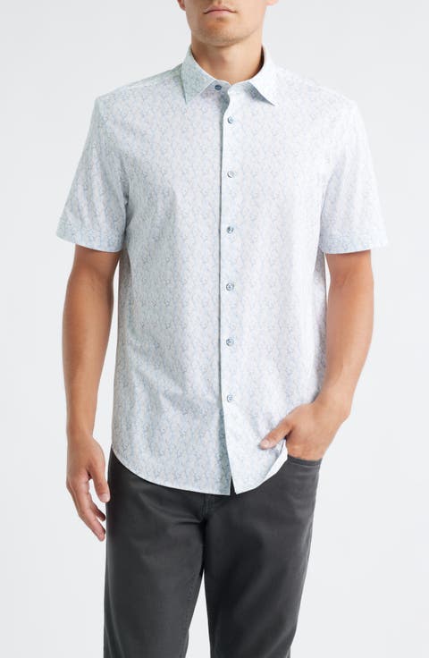 Miles OoohCotton® Print Short Sleeve Button-Up Shirt