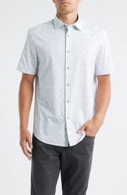Bugatchi Miles OoohCotton® Print Short Sleeve Button-Up Shirt