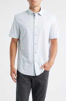 Bugatchi Miles OoohCotton® Print Short Sleeve Button-Up Shirt