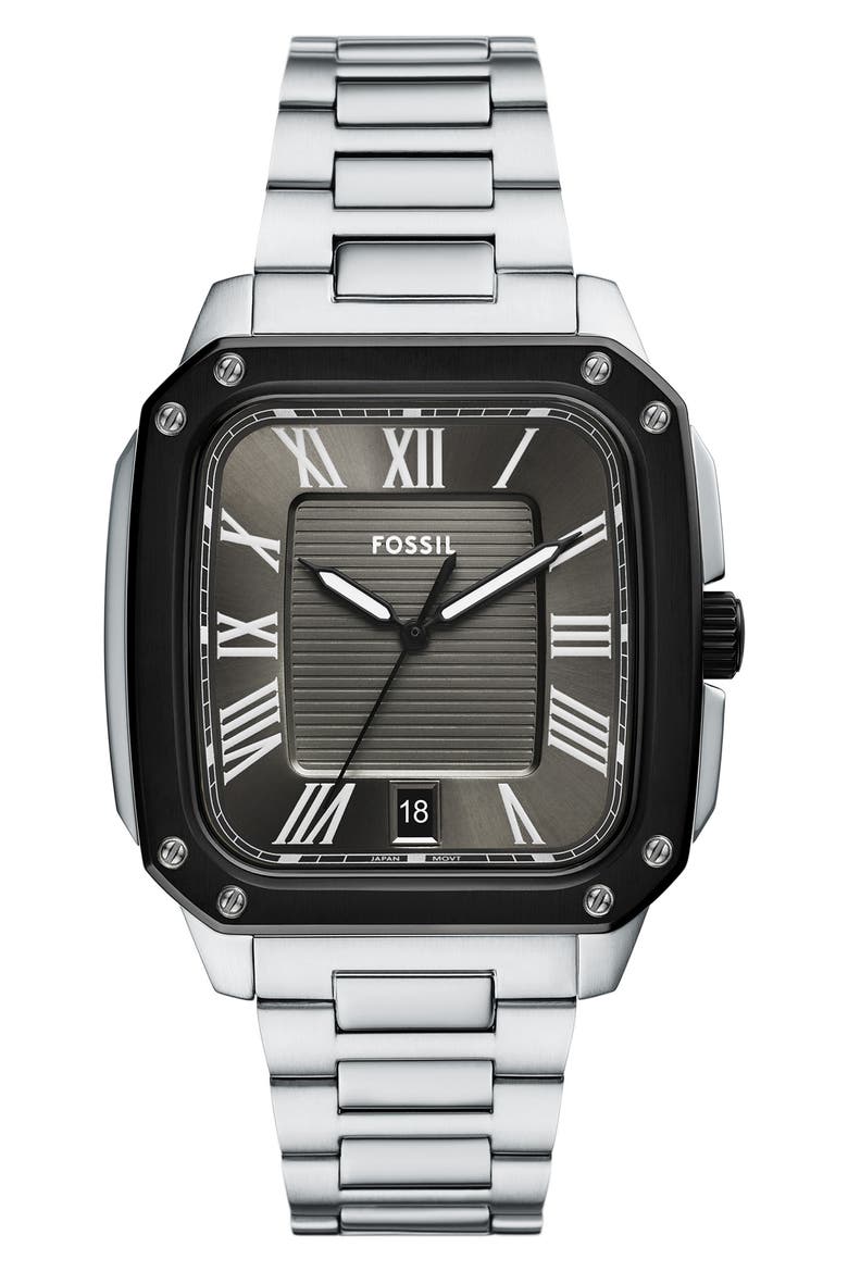 Crosby Bracelet Watch, 42mm x 30mm, Main, color, BLACK/ SILVER