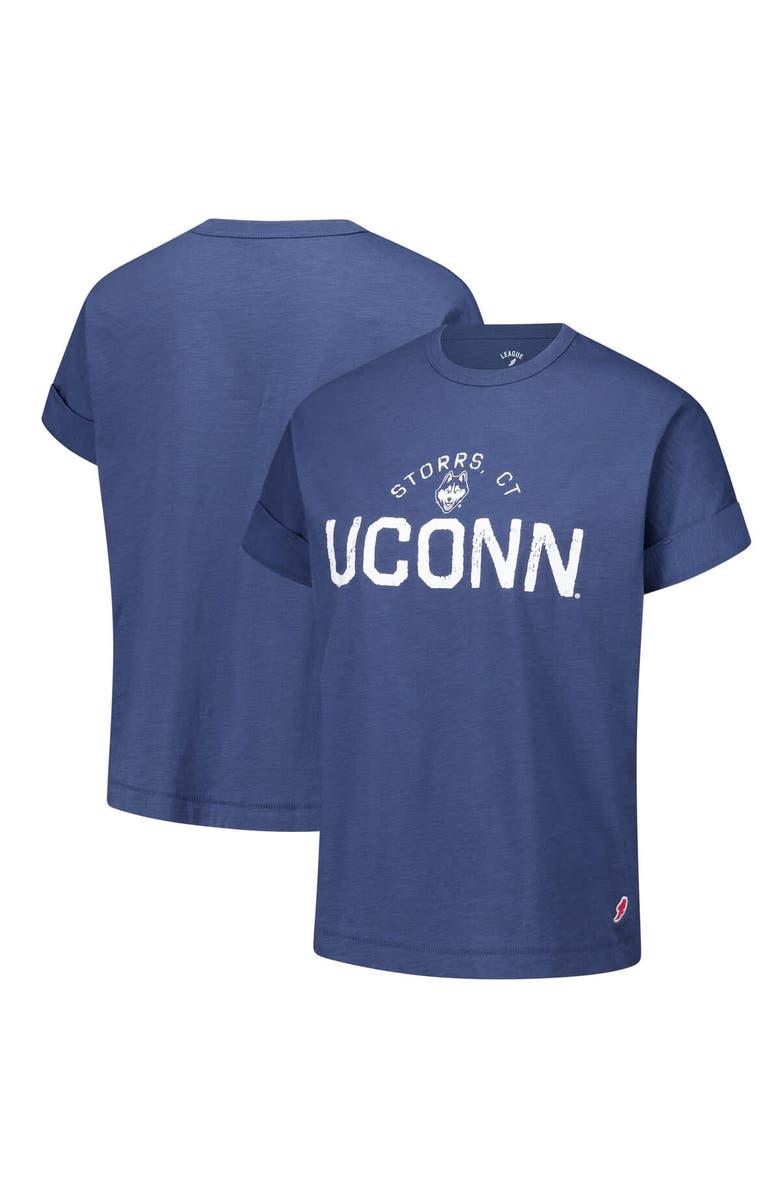 LEAGUE COLLEGIATE WEAR Women's League Collegiate Wear Navy UConn Huskies Slub Rolled Cuff T-Shirt, Main, color, Navy