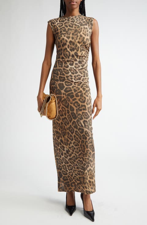 Leopard Print Sleeveless Mesh Dress