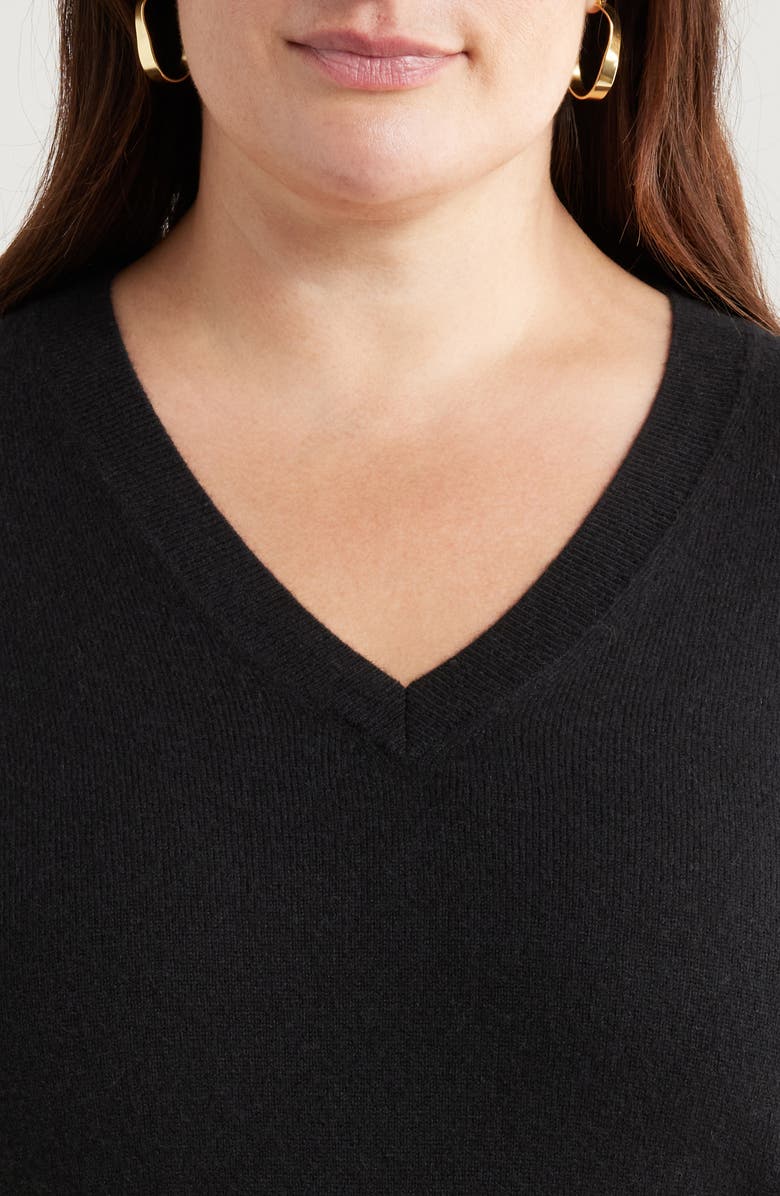 Nordstrom Cashmere V-Neck Sweater, Alternate, color, Black Rock