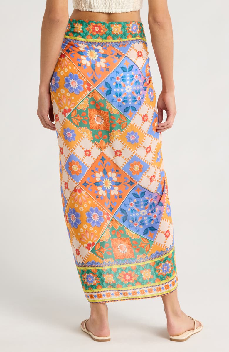 Agua Bendita Marine Tile Cover-Up Pareo, Alternate, color, Multicolor