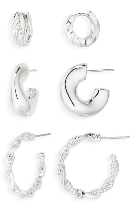Demi-Fine Pack of 3 Assorted Hoop Earrings