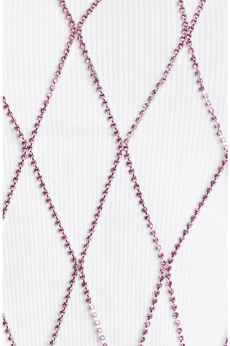 Bellatrix Halter Neck Jeweled Chain Net Dress Overlay, Alternate, color, FUCSIA AB