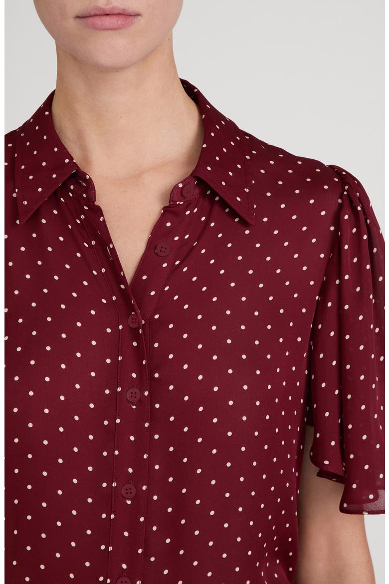 The Flutter Polka Dot Silk Shirt, Alternate, color, DEEP GARNET POLKA DOT
