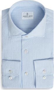 Emanuel Berg Modern Fit Stripe Seersucker Dress Shirt