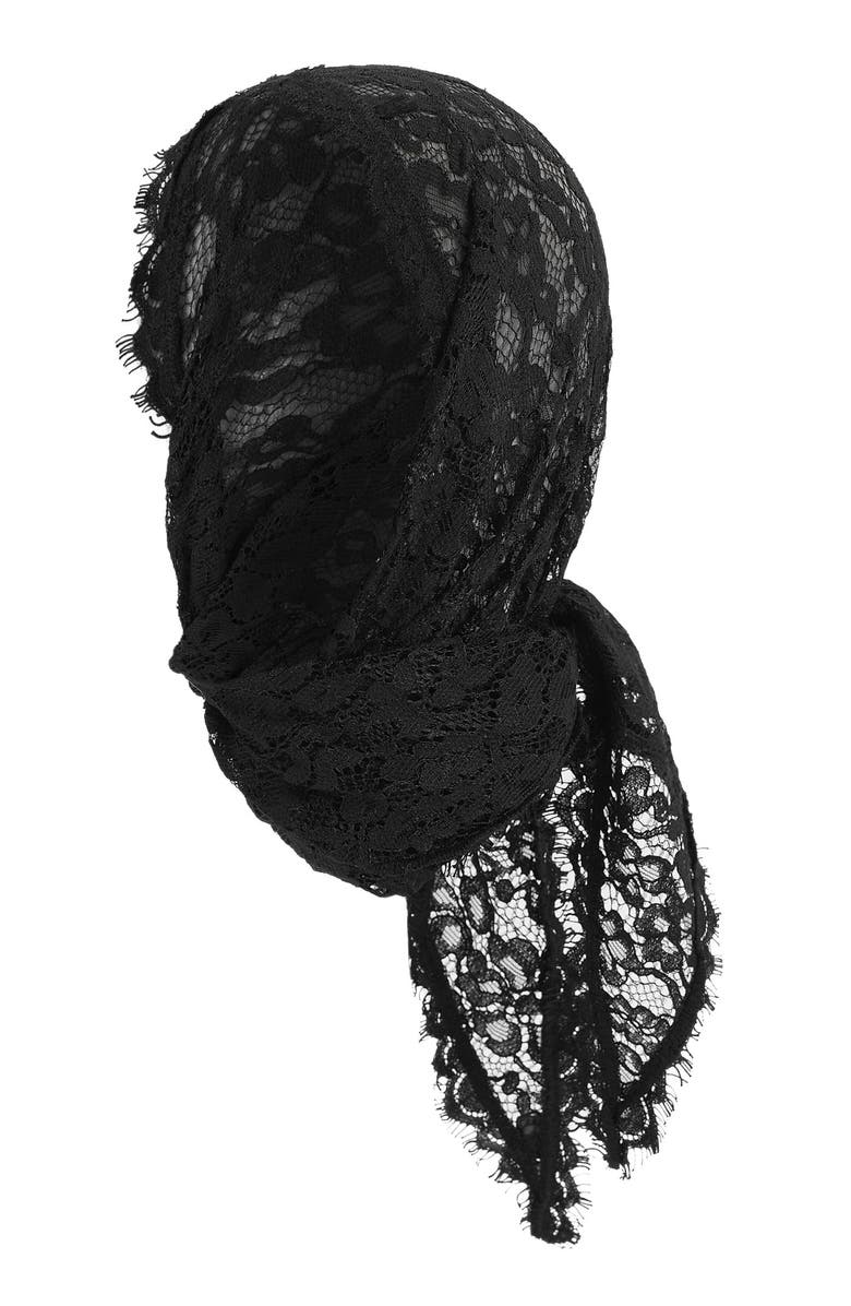 Manière De Voir Kadia Lace Head Scarf, Alternate, color, Black