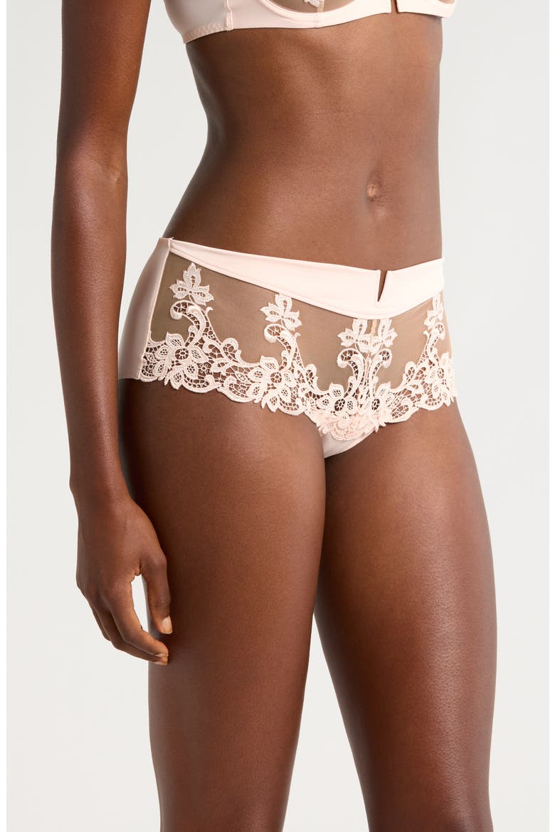'Saga' Embroidered Boyshort Briefs, Alternate, color, PINK CORAL